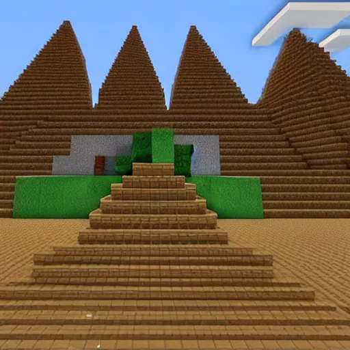 Prompt: a giant alpha pyramid build in minecraft