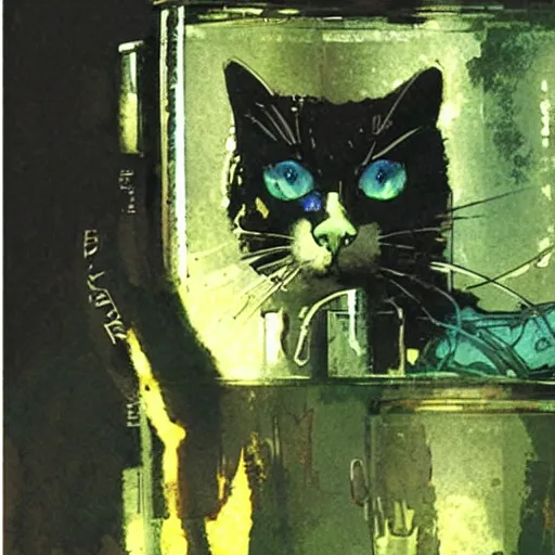 Image similar to a cat in a jar, Yoji Shinkawa