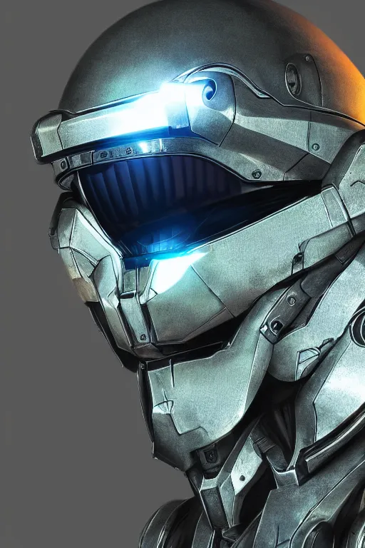 Image similar to robot ninja mask helmet halo master chief radiating a glowing aura global illumination ray tracing hdr fanart arstation by ian pesty and katarzyna da „ bek - chmiel