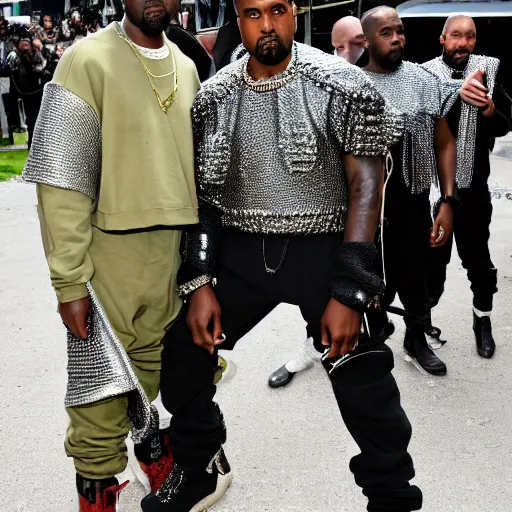 Prompt: kanye west wearing chainmail armor