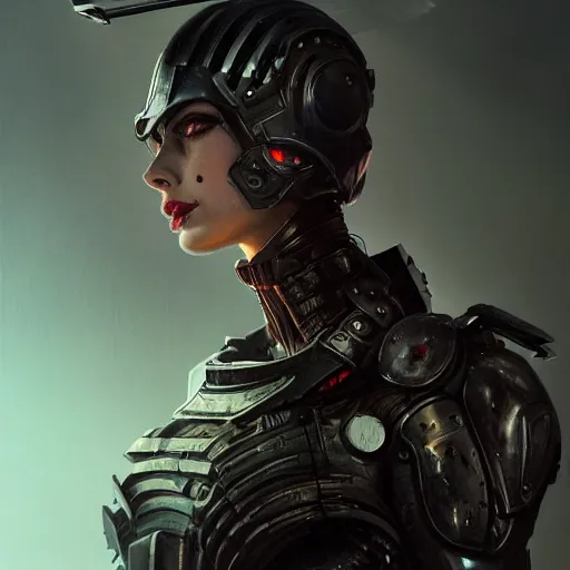 Image similar to ann hathaway portrait, dystopia core, apocalyptic, armor, warrior, dramatic, sharp focus, fiction, neon, fantasy, hyper detailed, digital art, trending in artstation, cinematic lighting, studio quality, smooth render, unreal engine 5 rendered, octane rendered, art style and nixeu and wlop and krenz cushart