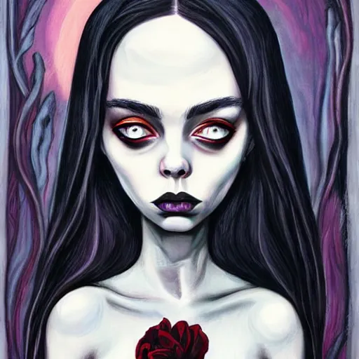 a gothic portrait painting of billie eilish by | Stable Diffusion | OpenArt