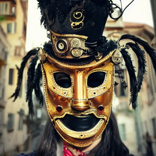 Image similar to steampunk venice carnival mask.