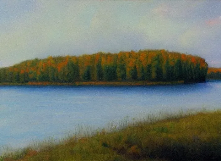 Image similar to Realistic Michigan Oil painting of a Michigan Landscape In the style of The old masters