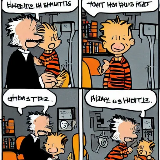 Prompt: calvin and hobbes as a doctor and patient