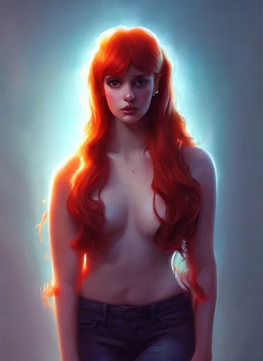 Prompt: portrait of teenage cheryl blossom, bangs and wavy hair, bangs, intricate, elegant, glowing lights, highly detailed, digital painting, artstation, concept art, smooth, sharp focus, illustration, art by wlop, mars ravelo and greg rutkowski