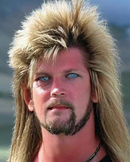 Prompt: photograph of the winner of the best mullet competition