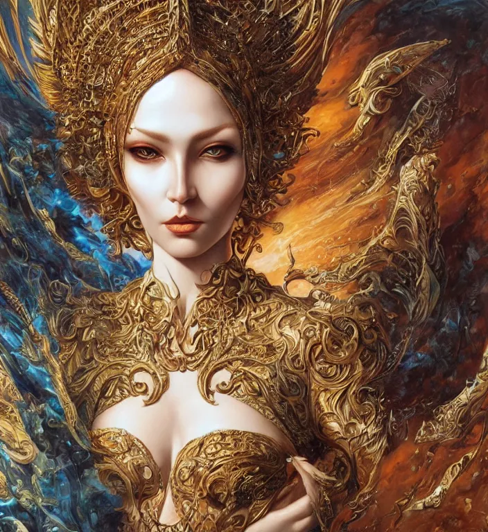 Image similar to a goddess, smooth, coherent, high detailed, by Karol Bak, unreal engine