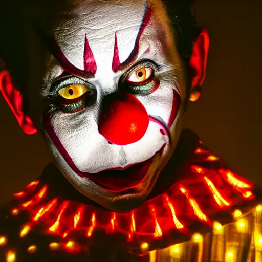 Image similar to clown glowing in the night
