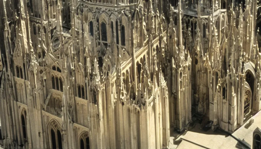 Prompt: 7 0 s film still from a horror movie about people standing on top of cathedrals, kodachrome, cinecolor, cinestill, film grain, film texture, retro, cinematic, high resolution, photorealism,