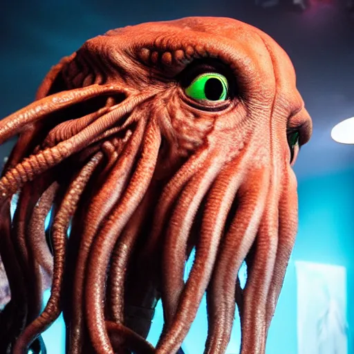 Image similar to uhd candid photo of cthulhu, with accurate features, uhd, studio lighting, correct face, photo by annie leibovitz