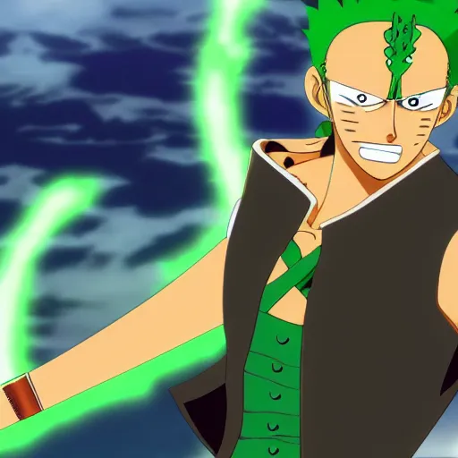 Prompt: zoro from one piece cutting the world in half with his 3 sword style, anime, 4k