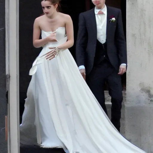 Prompt: Emma watson looked too good in that wedding dress