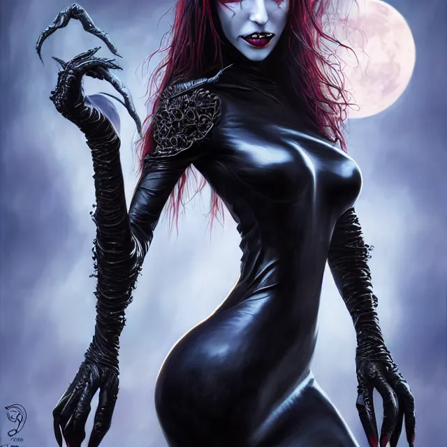 Prompt: beautiful vampire queen, highly detailed, 4 k, hdr, smooth, sharp focus, high resolution, award - winning photo, clayton crain, anne stokes, photorealistic