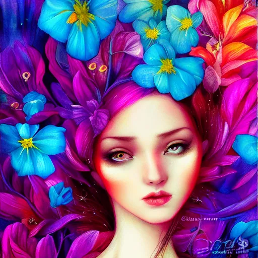 Prompt: flower vivid colors by Anna Dittmann