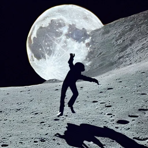 Image similar to michael jackson dancing on the moon with aliens
