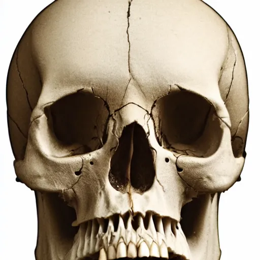 Prompt: lower half of a human skull