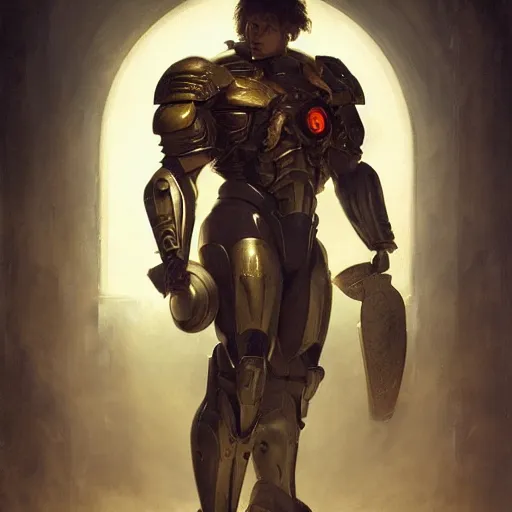 Prompt: handsome portrait of a spartan guy bodybuilder posing, radiant light, caustics, war hero, ghost in the shell, by gaston bussiere, bayard wu, greg rutkowski, giger, maxim verehin