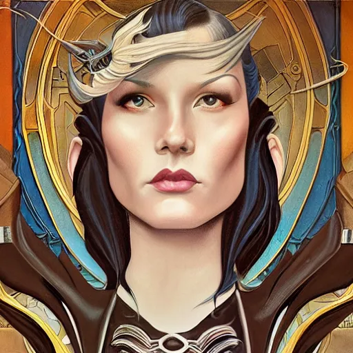 Prompt: an art nouveau, ( streamline moderne ), multi - ethnic and multi - racial portrait in the style of charlie bowater, and donato giancola, and charles dulac. very large, clear, expressive and intelligent eyes. symmetrical, centered, ultrasharp focus, dramatic lighting, photorealistic digital painting, intricate ultra detailed background.