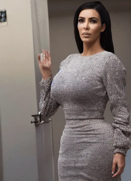 Image similar to movie still of kim kardashian in the tv show breaking bad.