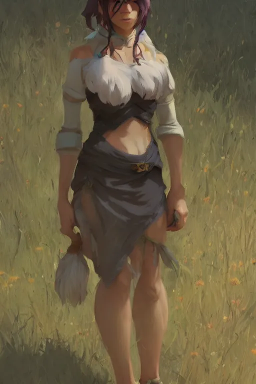 Prompt: rpg character art of a yordle woman, highly detailed, half - body composition, by jeremy lipking, by studio ghibli, by disney, video game fanart