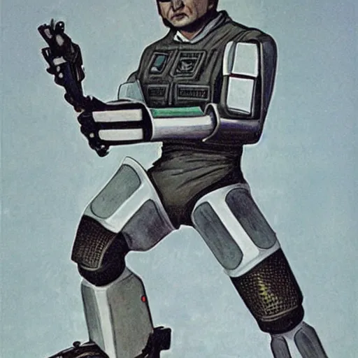 Image similar to soviet military cyborg menacing futuristic