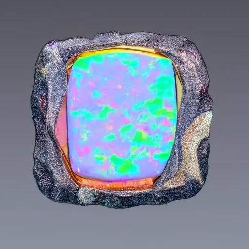 Image similar to opal with a computer chip in the centre, realistic, detailed, high definition