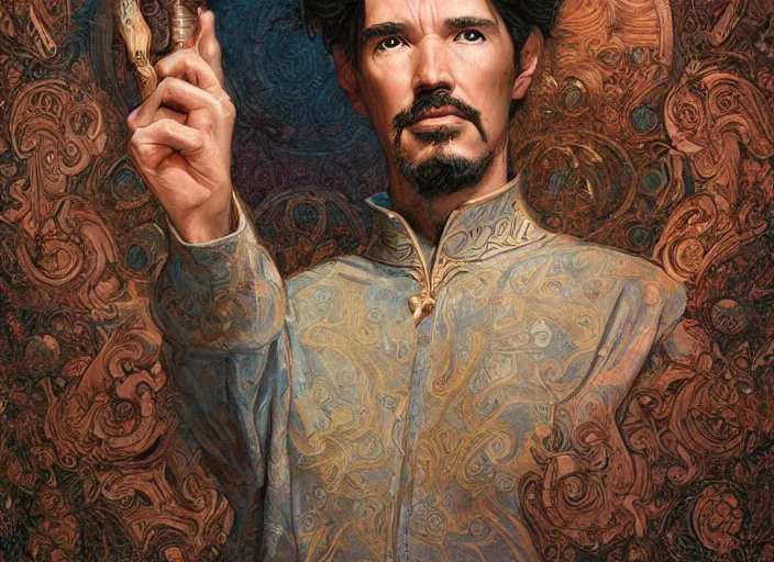 Prompt: a highly detailed biblical portrait of stephen strange, james gurney, james jean