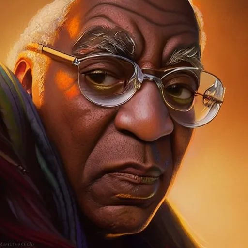 Prompt: Bill Cosby Mixologist, closeup, D&D, fantasy, intricate, elegant, highly detailed, digital painting, artstation, concept art, matte, sharp focus, illustration, hearthstone, art by Artgerm and Greg Rutkowski and Alphonse Mucha