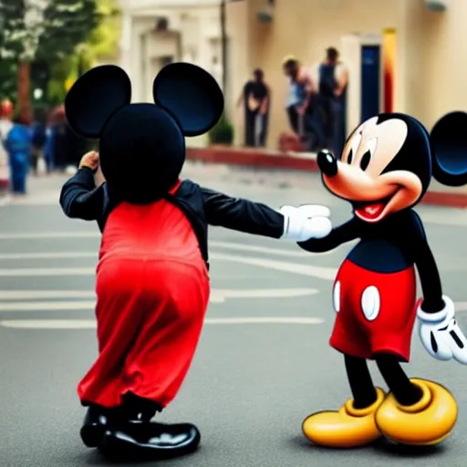 Image similar to mickey mouse attacking people