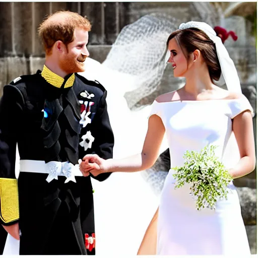 Image similar to wedding photos of prince harry and emma watson on emma watson's instagram page, photos, wedding