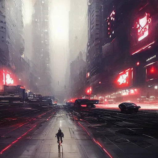 Image similar to robot controled city ,Trending on artstation , by greg rutkowski