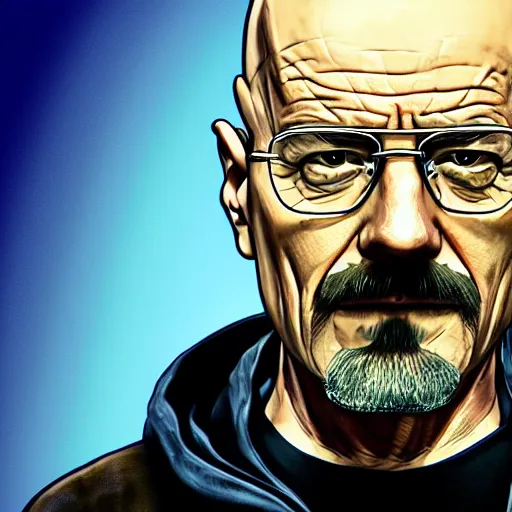 Image similar to Walter White on a GTA V Loading Screen, cell shaded art, 4K