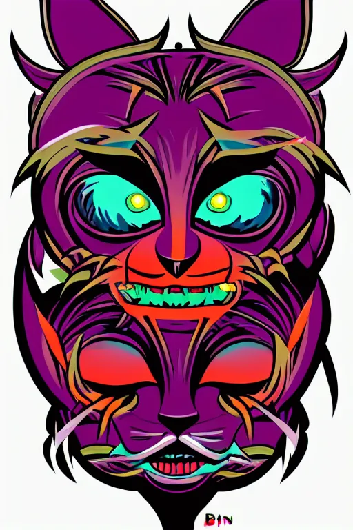 Image similar to demon cat, art by brian miller, sticker, colorful, illustration, highly detailed, simple, smooth and clean vector curves, no jagged lines, vector art, smooth