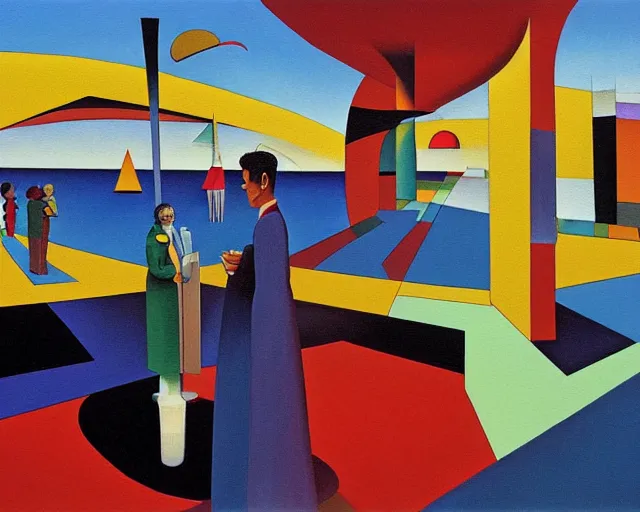 Image similar to a painting by guy billout and kandinsky