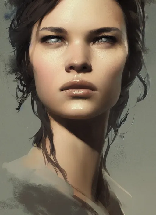Image similar to portrait of a latin young woman, curlybrown hair and, wearing round thin, she has a big, round jawline, dramatic lighting, illustration by greg rutkowski, yoji shinkawa, 4 k, digital art, concept art, trending on artstation