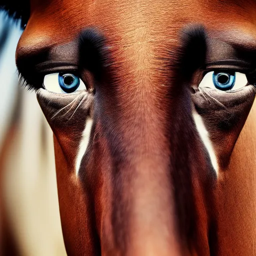 Prompt: closeup of human face with a horse's body