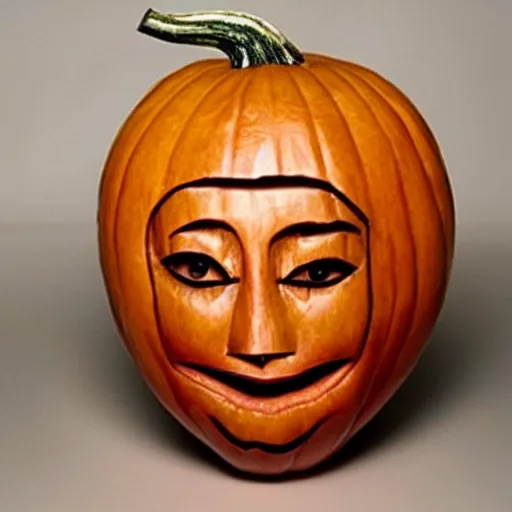 Image similar to gourd carved to look like the face of amber heard