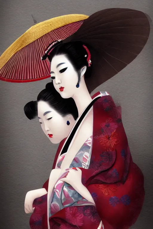 Image similar to sensual and very seductive geisha, digital art, 8k, character, realistic, portrait, photorealism, japan watercolour, masterpiece art