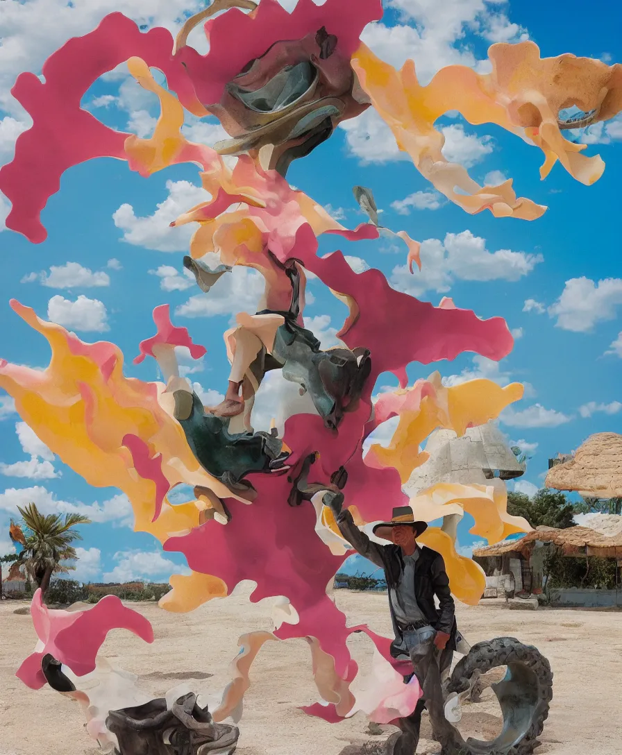 Prompt: a cowboy turning into blooms by slim aarons, by zhang kechun, by lynda benglis. tropical sea slugs, angular sharp tractor tires. complementary bold colors. warm soft volumetric dramatic light. national geographic. 8 k, rendered in octane, smooth gradients. angular sculpture by antonio canova by gian lorenzo bernini.