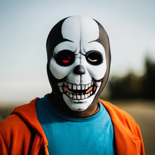 Prompt: portrait photo still of sans from undertale, 8 k, 8 5 mm f 1. 8