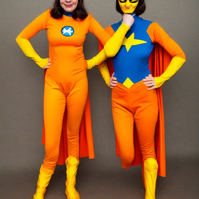 Prompt: new marvel superhero captain marigold, orange and yellow costume