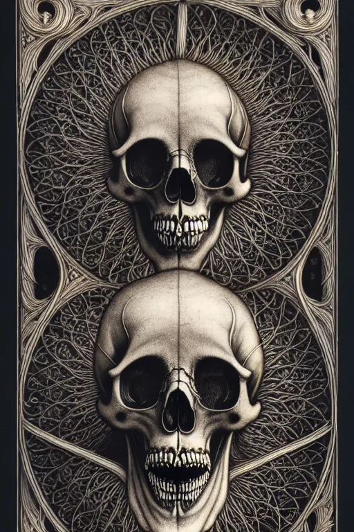 Image similar to art forms of nature by ernst haeckel, memento mori by arthur rackham, ornate antique porcelain beautiful skull mask, ultrasharp, photorealistic, hyperdetailed, octane render, polished, art nouveau, neo - gothic, gothic, intricate ornamental organic filigree, art nouveau botanicals, art forms of nature by ernst haeckel, horizontal symmetry, symbolist, visionary