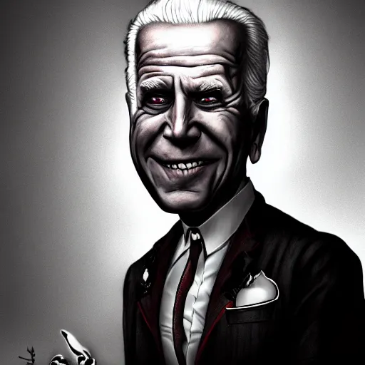 Image similar to michael karcz grunge drawing of joe biden. , in the style of corpse bride, loony toons style, horror themed, detailed, elegant, intricate, trending on artstation, 4k