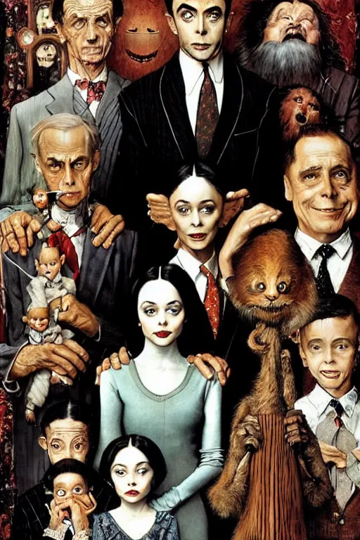 Image similar to the adams family painted by norman rockwell