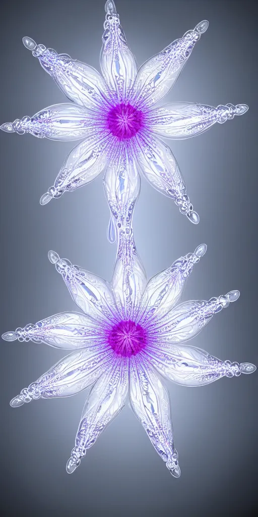 Image similar to crystal emanation flower, hyper-realistic, ultradetailed