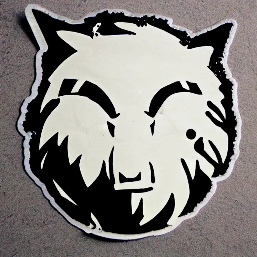 Image similar to die cut sticker, princess mononoke mask, splatter paint