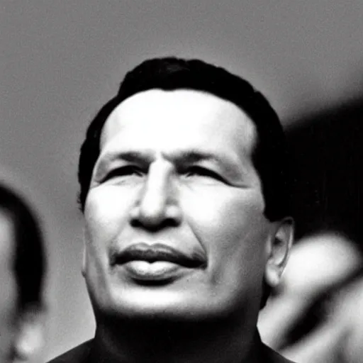 Image similar to spanish president pedro sanchez without a moustache wearing hugo chavez clothes