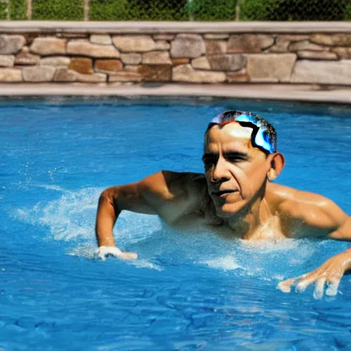 Prompt: obama swimming in pool, 4k