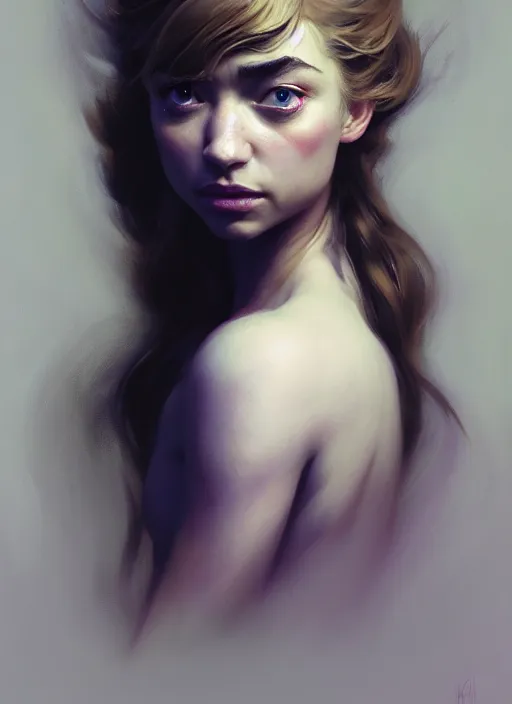 Image similar to side portrait, imogen poots, paladin, gloomhaven, organic painting, hard edges, gradient monochromatic color, luminescent, octane render, by greg manchess, huang guangjian, gil elvgren, sachin teng, greg rutkowski, jesper ejsing, rhads, ilya kuvshinov, cushart krenz